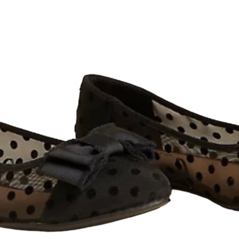 Polka Dot Mesh Pointed Flat (WW) - Size 10
